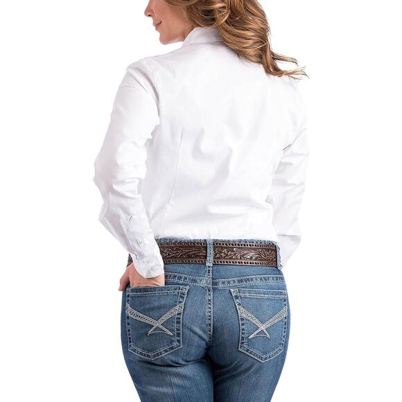 CINCH Button-Down Western Shirt Long Sleeve Cotton Solid White Womens Sz XXL NWT - Picture 2 of 10